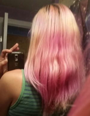 Getting Back to Natural Hair Color After Dyeing - blond hair with faded purple color