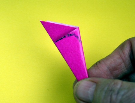 Paper Flower Decorations - line across the folded end