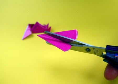 Paper Flower Decorations - cut down 3/4th of the way along the center crease