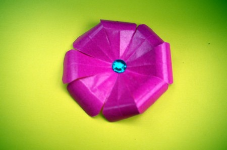 Paper Flower Decorations - add a sticky jewel to center