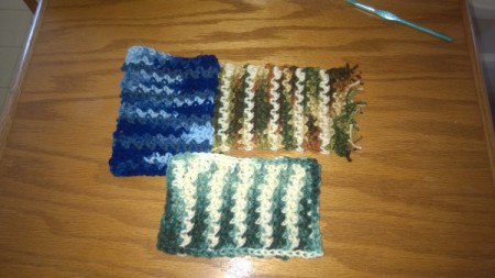 Crochet Mug Rugs - three examples