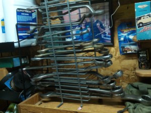 CD/DVD Rack Tool Organizer - socket wrenches in rack