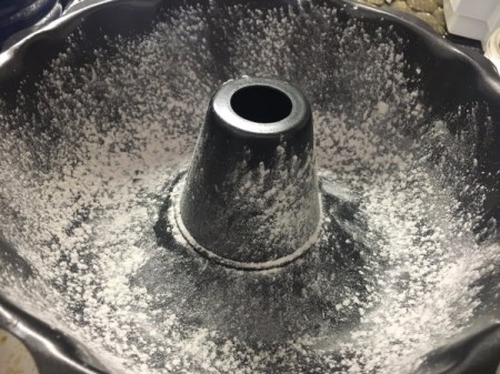 flouring bundt pan