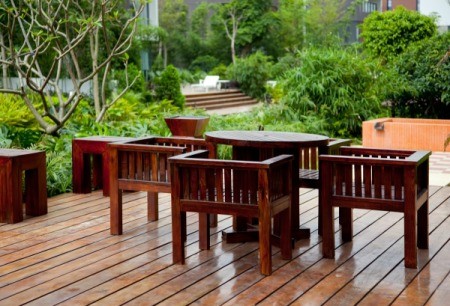 Beautiful wood patio furniture.