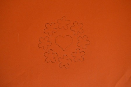 Colorful Summer Bleached Greeting Card - place stencil on the orange paper and trace with pencil