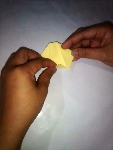 Folded Paper Puppy - fold point up to make a mouth