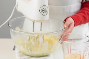 Using a mixer to make pie crust.