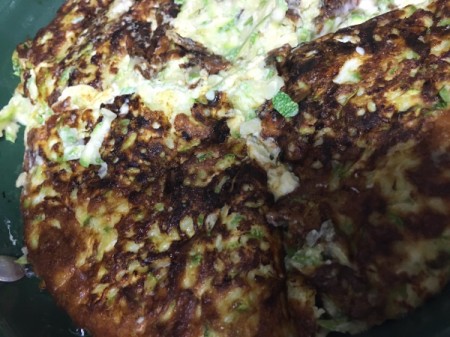 White Zucchini Frittata in pan