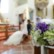 A wedding at a church.