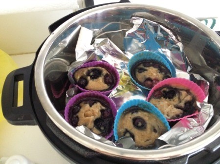 Pressure Cooker Lemon Blueberry Muffins