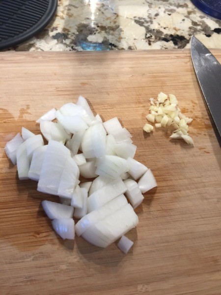 chopped onion and garlic
