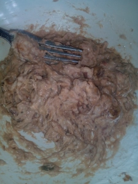 mixing fish patty batter