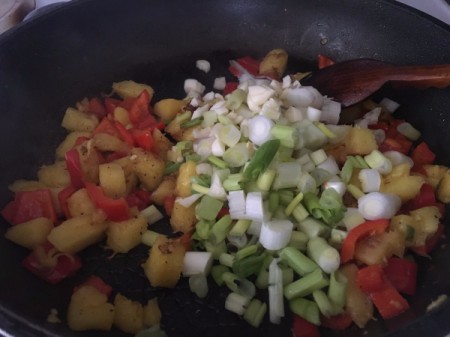 Pineapple, peppers and green onions