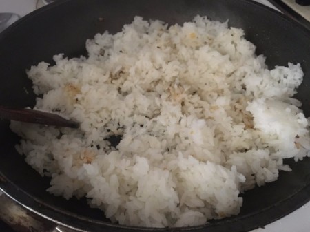 Rice in pan