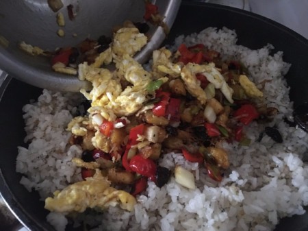 Pineapple mixture added to Fried Rice