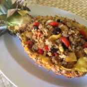 Pineapple Fried Rice served in pineapple