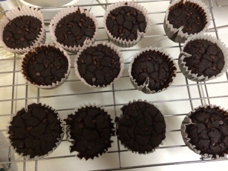 Chocolate Black Bean Blender Muffins on cooling rack