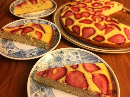 Strawberry Lime Cake slices and cake