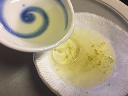 lime juice and oil in bowl