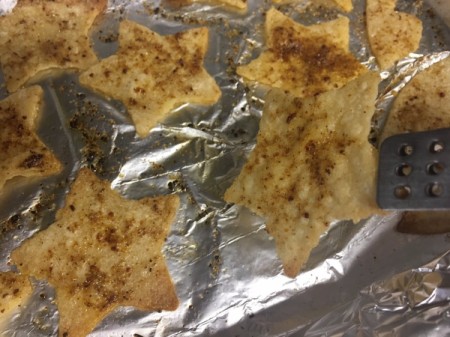 Star Shaped Lime Tortilla Chipsbaked on foil