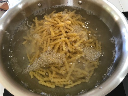pasta in boiling water