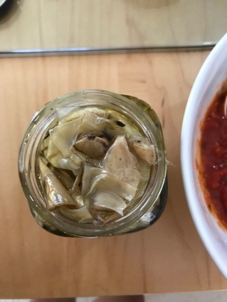 artichoke halves in jar