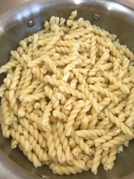 cooked pasta in pan