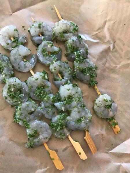 seasoned shrimp on skewers