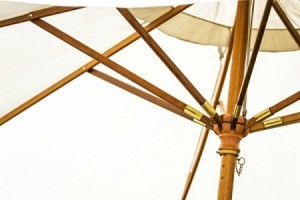 Close up of the inside of a patio umbrella.