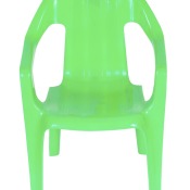 Green plastic outdoor chair.