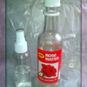 Rose water in a small spray bottle.