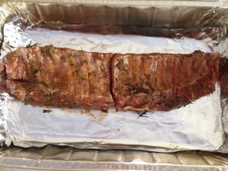 Homemade Pork Back Ribs on foil