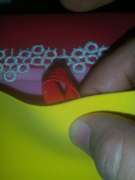 Pouch with Easy Tap Phone Case - stick down a piece of elastic to center of phone cover