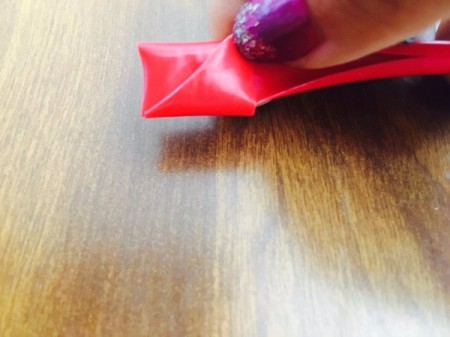 Drinking Straw Geometric Earrings - now fold up so the triangle sits on the rectangle