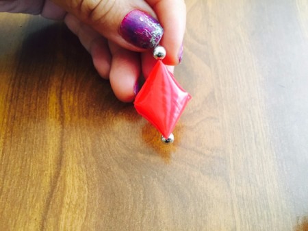 Drinking Straw Geometric Earrings - remove the needle and thread the second bead onto the thread