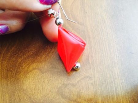 Drinking Straw Geometric Earrings - string on the fishhook earring wire, wrap the thread around several times and tie off