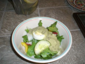 Avocado dressing on salad