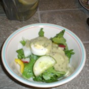 Avocado dressing on salad