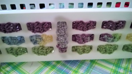 Crocheted and Woven Plastic -Basket - center crocheted piece added to long sides