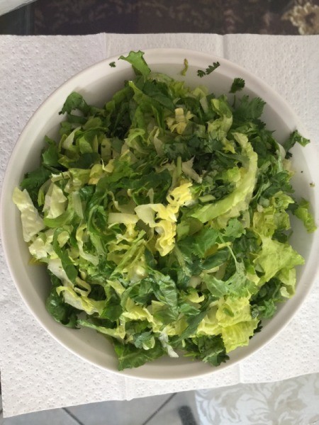 bowl of shredded lettuce