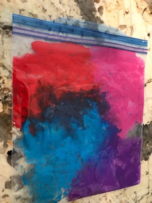 Mess Free Painting for Kids - Ziploc bag filled with paint