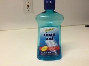 Dollar Tree Rinse Aid  - bottle of dishwasher rinse aid