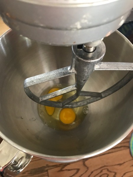 Eggs in mixer