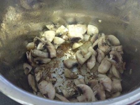 mushrooms browning in pot