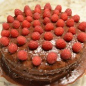 finished Chocolate Cake with raspberries on top