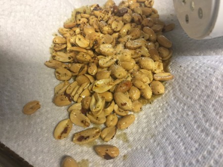peanuts on paper towel
