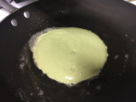Avocado Pancake in pan