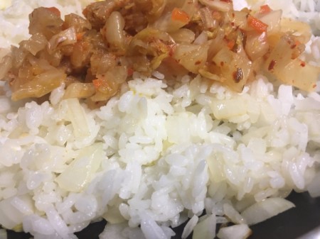 Kimchi added to Fried Rice