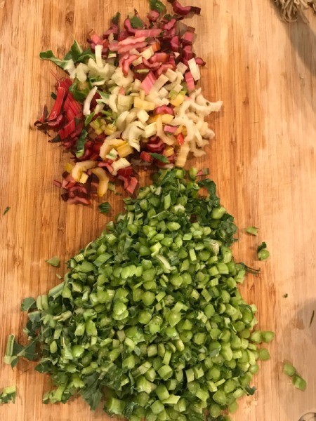 chopped Kale and Chard Stems