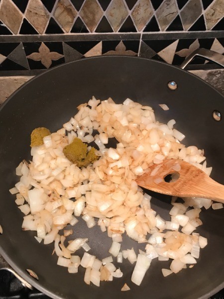 caramelizing onions in pan